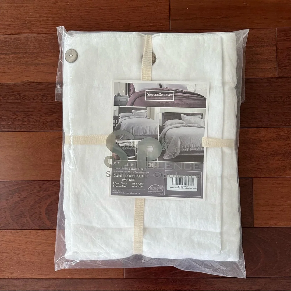 NWT Simple Opulence Twin Size 100% Linen Duvet Cover Set - Picture 4 of 16